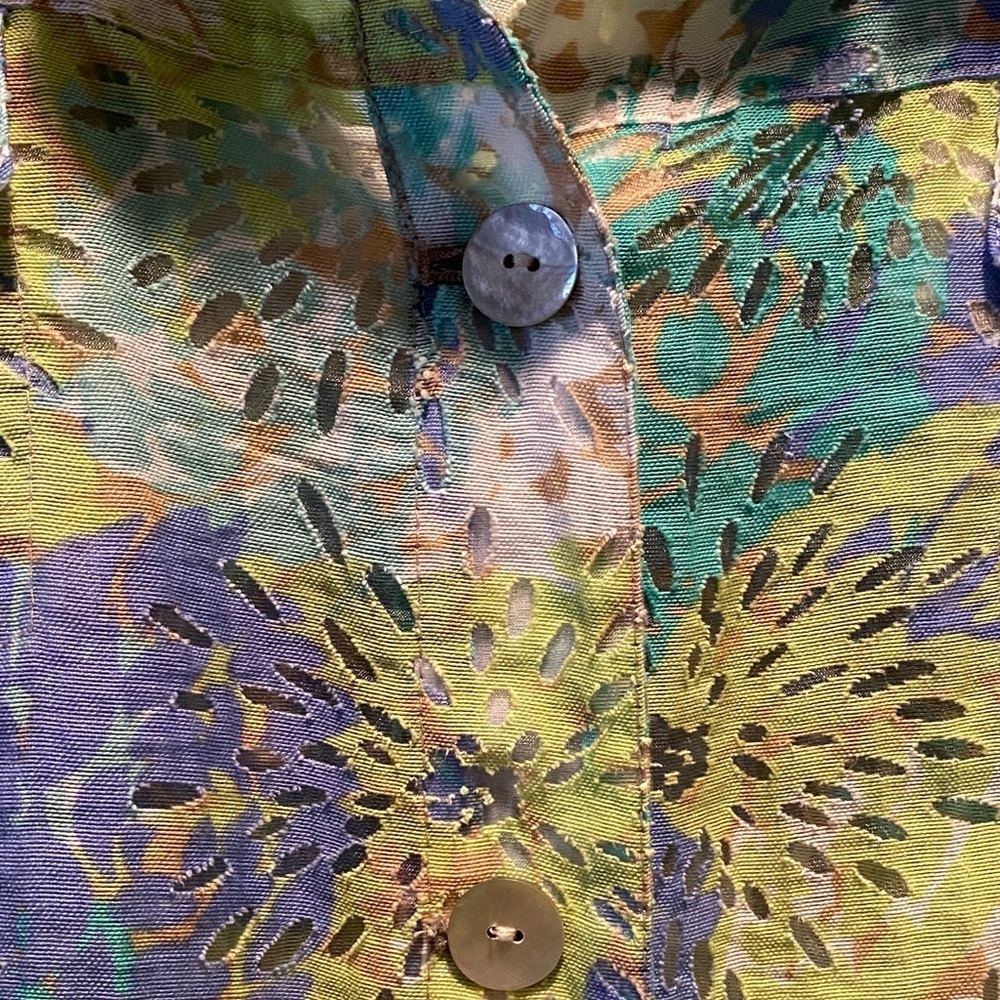 Ruby Rd Blue Green Textured Jacket Lightweight Button Up Layering Top 18 Artsy - Picture 3 of 12